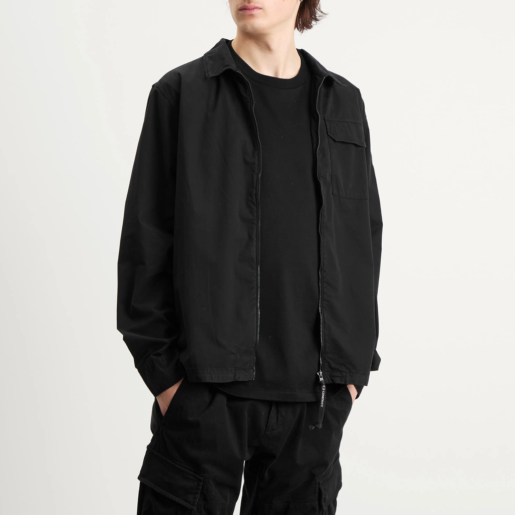 CP Company Men's Organic Gabardine Zip Overshirt Black